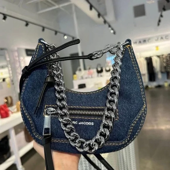 Marc Jacobs Blue Denim Mini Bag with Silver Chain - Picture 1 of 3